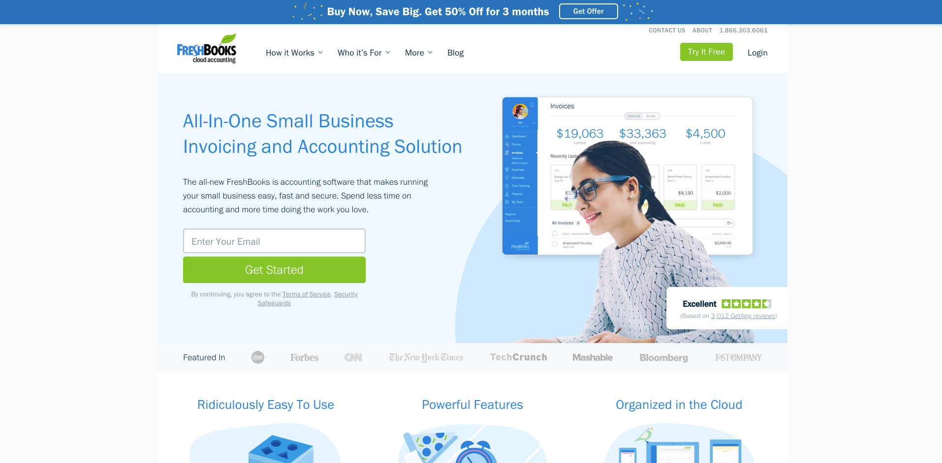 freshbooks website homepage screenshot