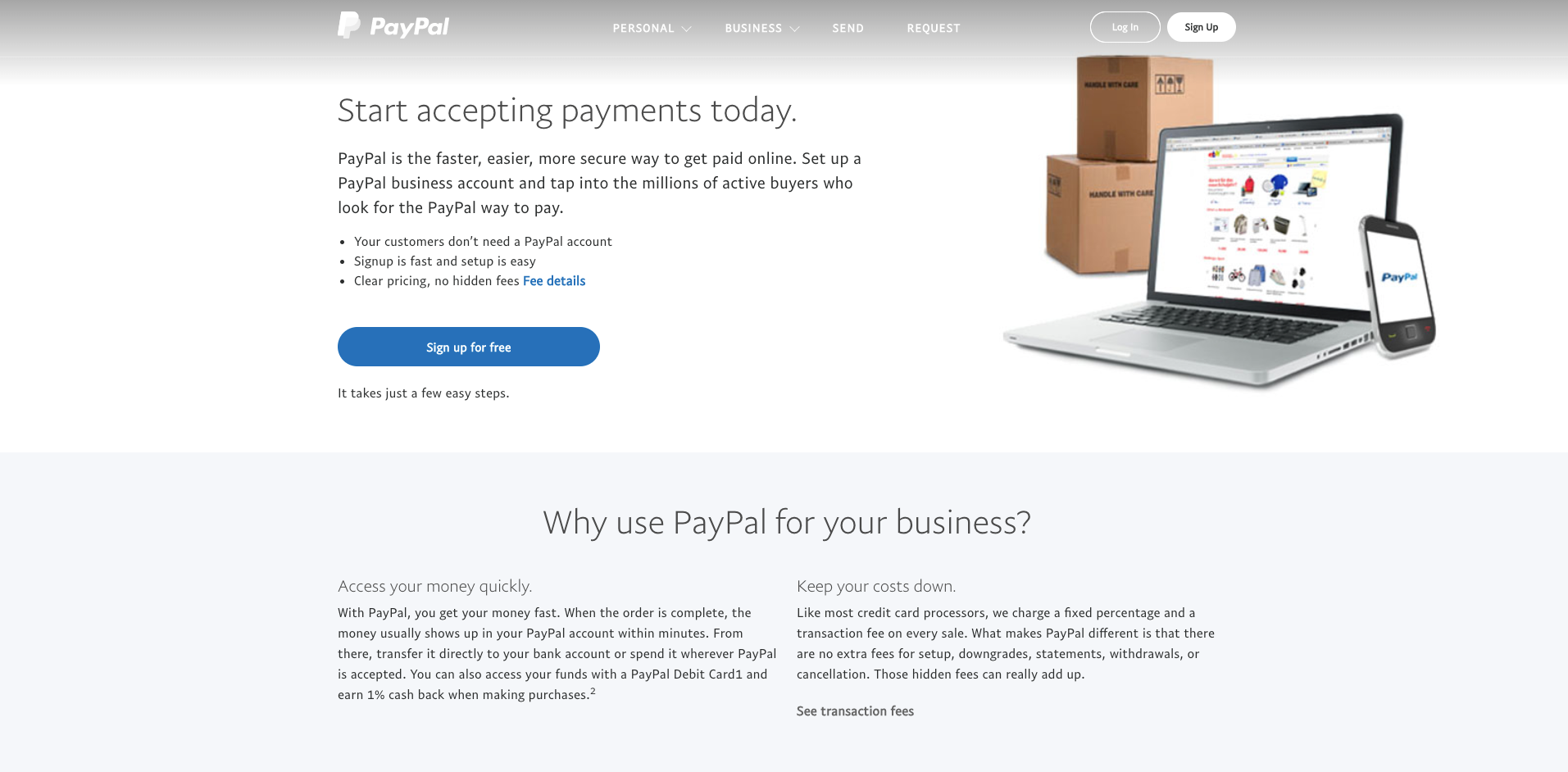 PayPal website homepage screenshot