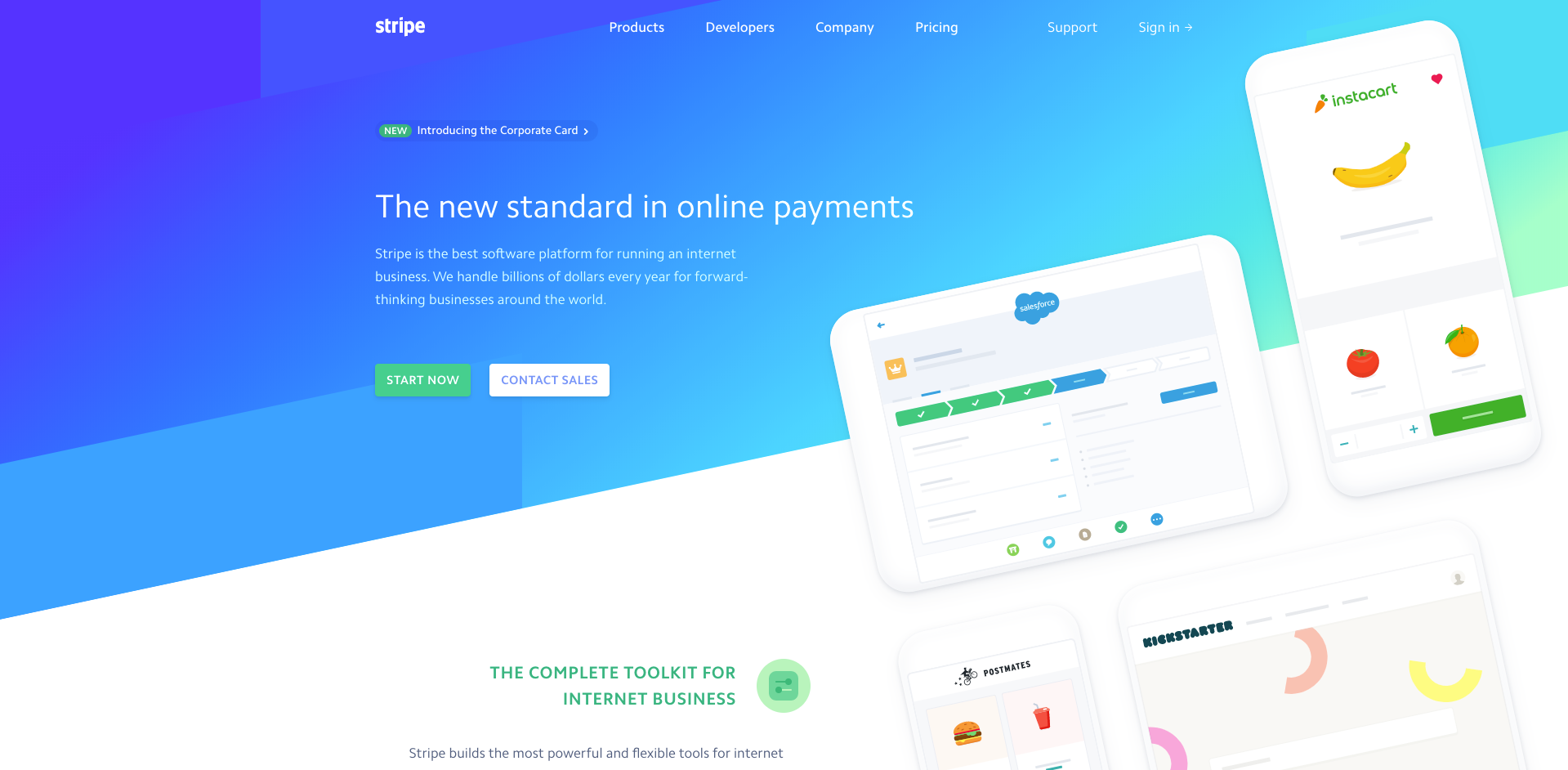 Stripe website homepage screenshot