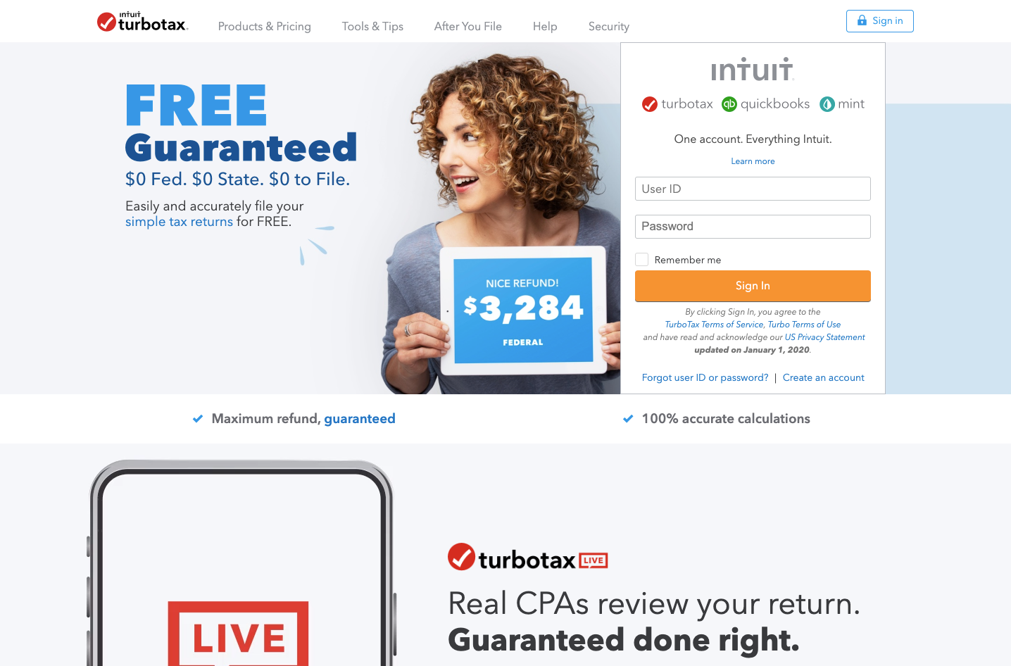 turbotax website homepage screenshot