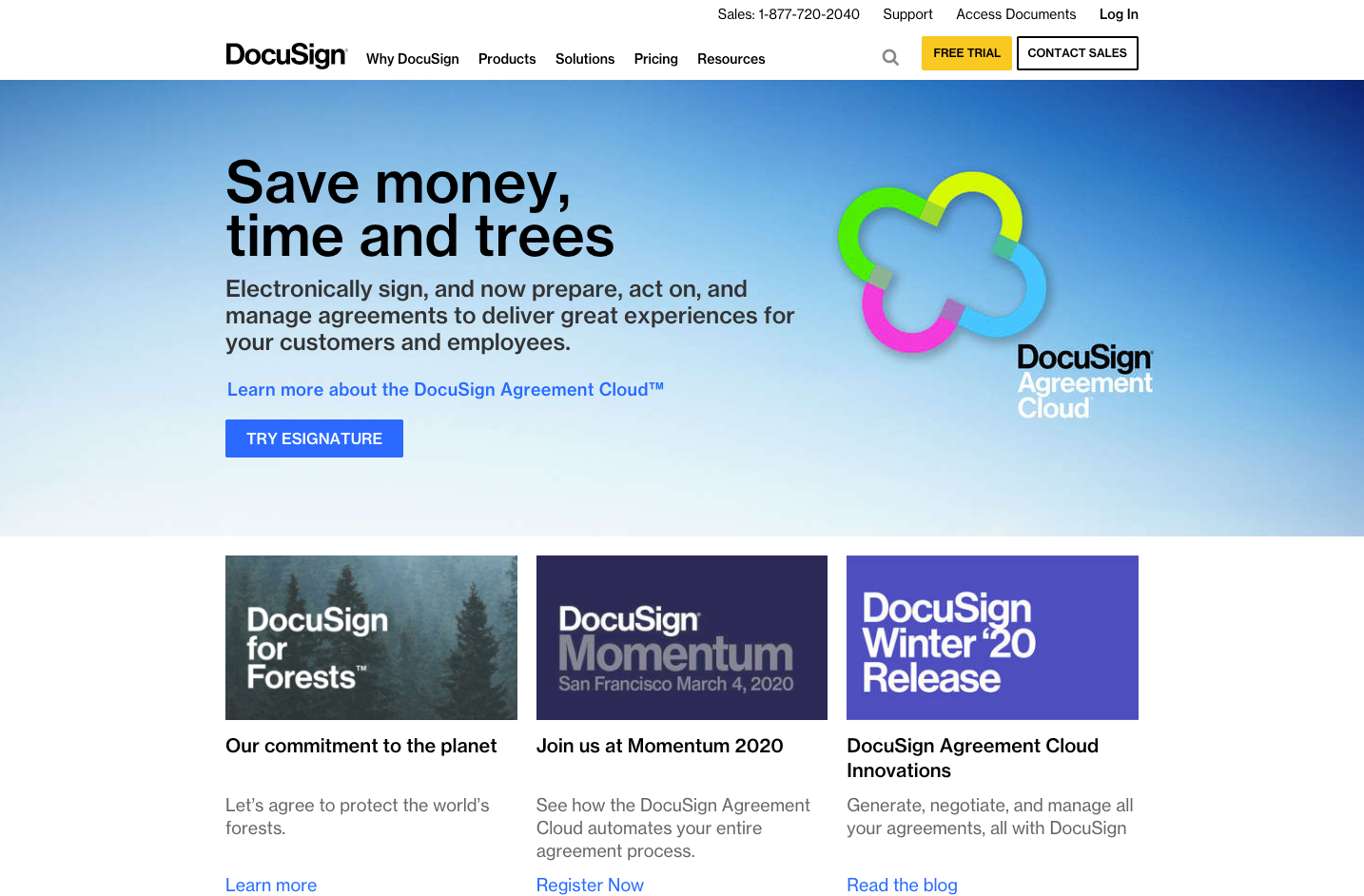 DocuSign website homepage screenshot