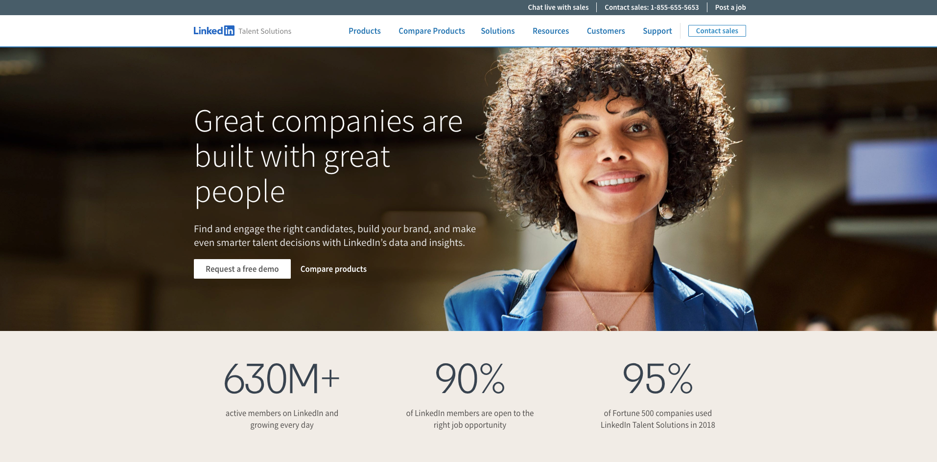 LinkedIn recruiting website homepage screenshot