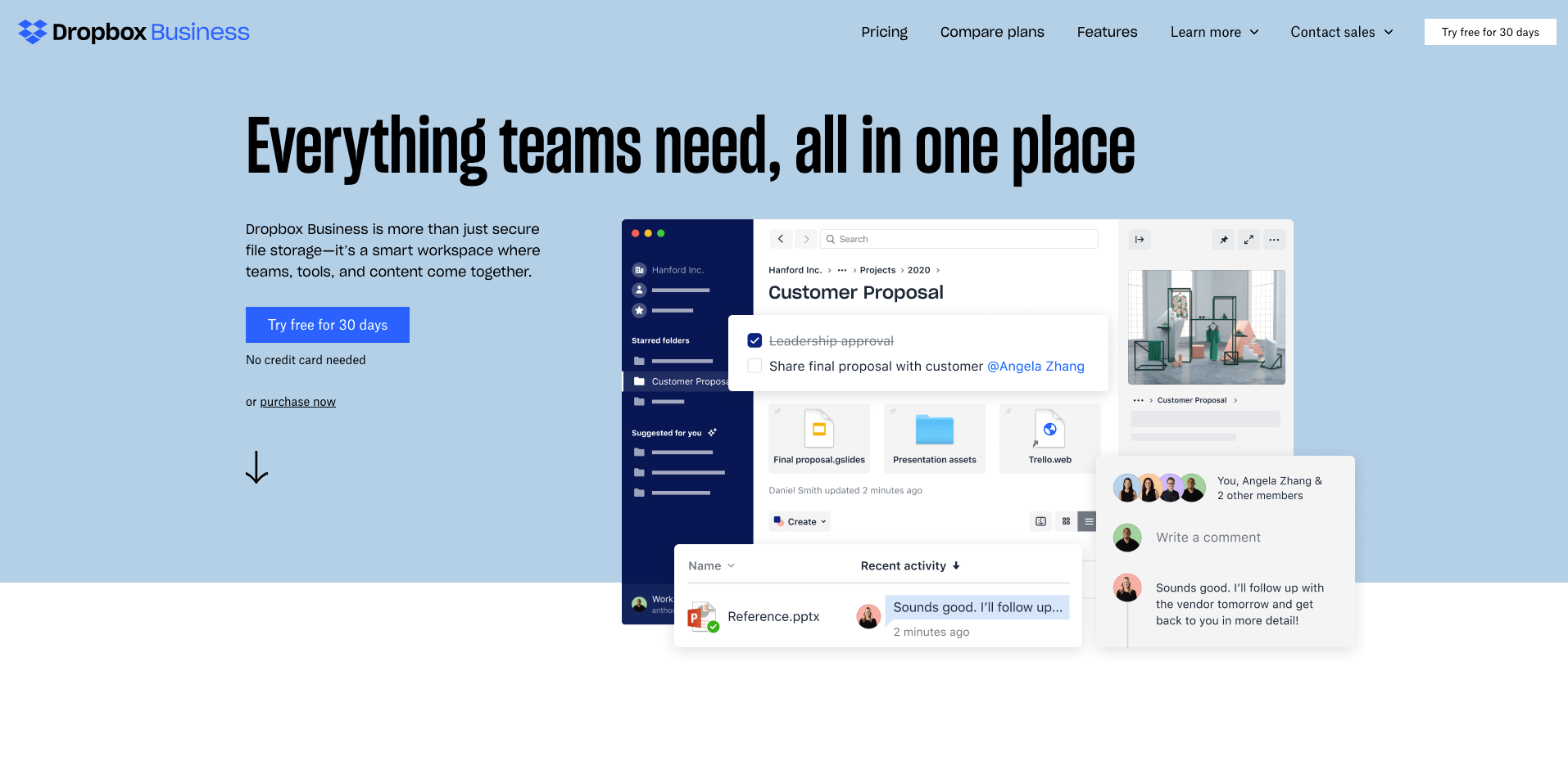 dropbox homepage screenshot