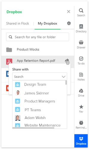 Sharing Dropbox files in Flock is easy!