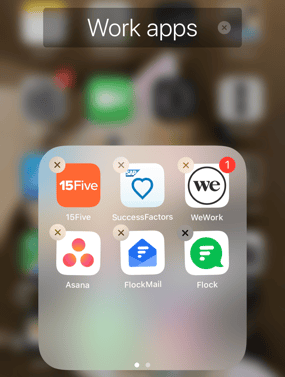Placing work apps like email into a folder on an iPhone