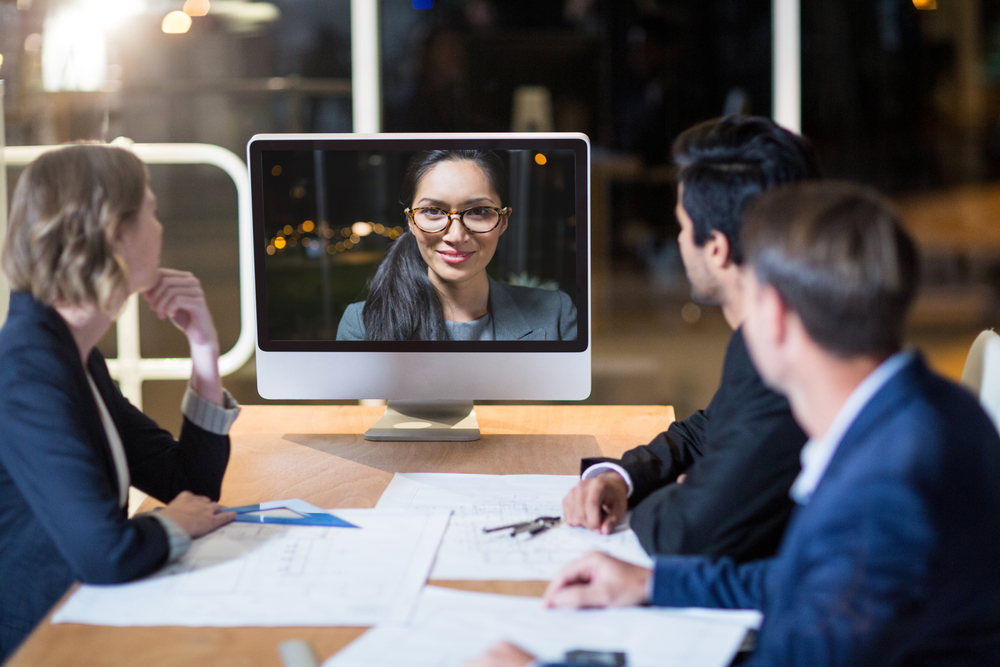 Business team having video conference in the conference room