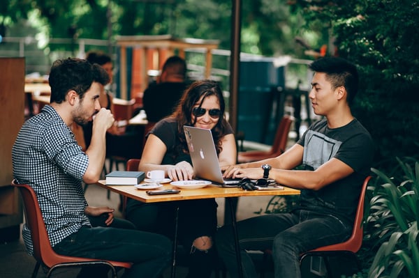 Remote employees working from a cafe