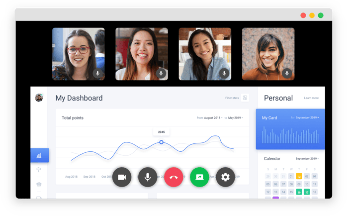 Video conference with screen sharing in Flock