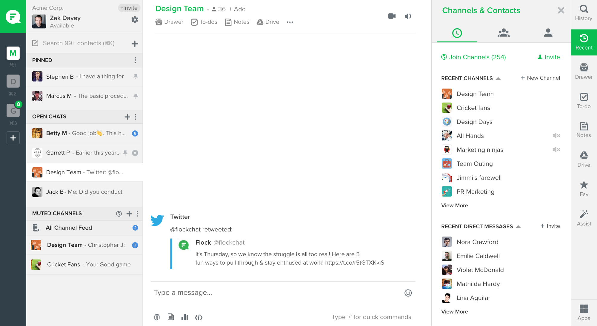 Screenshot: Twitter integration with Flock