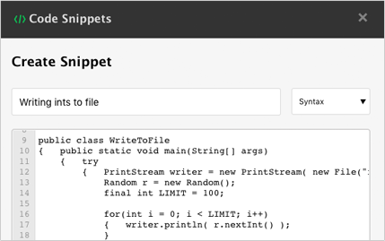 Your shared code snippet in Flock