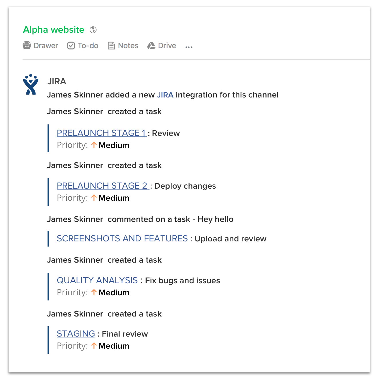 JIRA integration in Flock