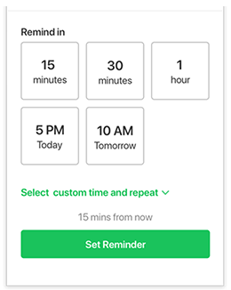 Screenshot: Flock reminder setup