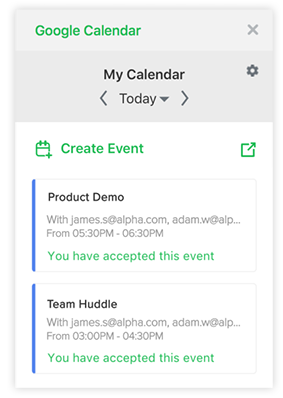 Screenshot: Create an event in Google Calendar for Flock