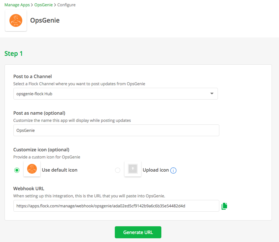 Managing OpsGenie's integration in Flock