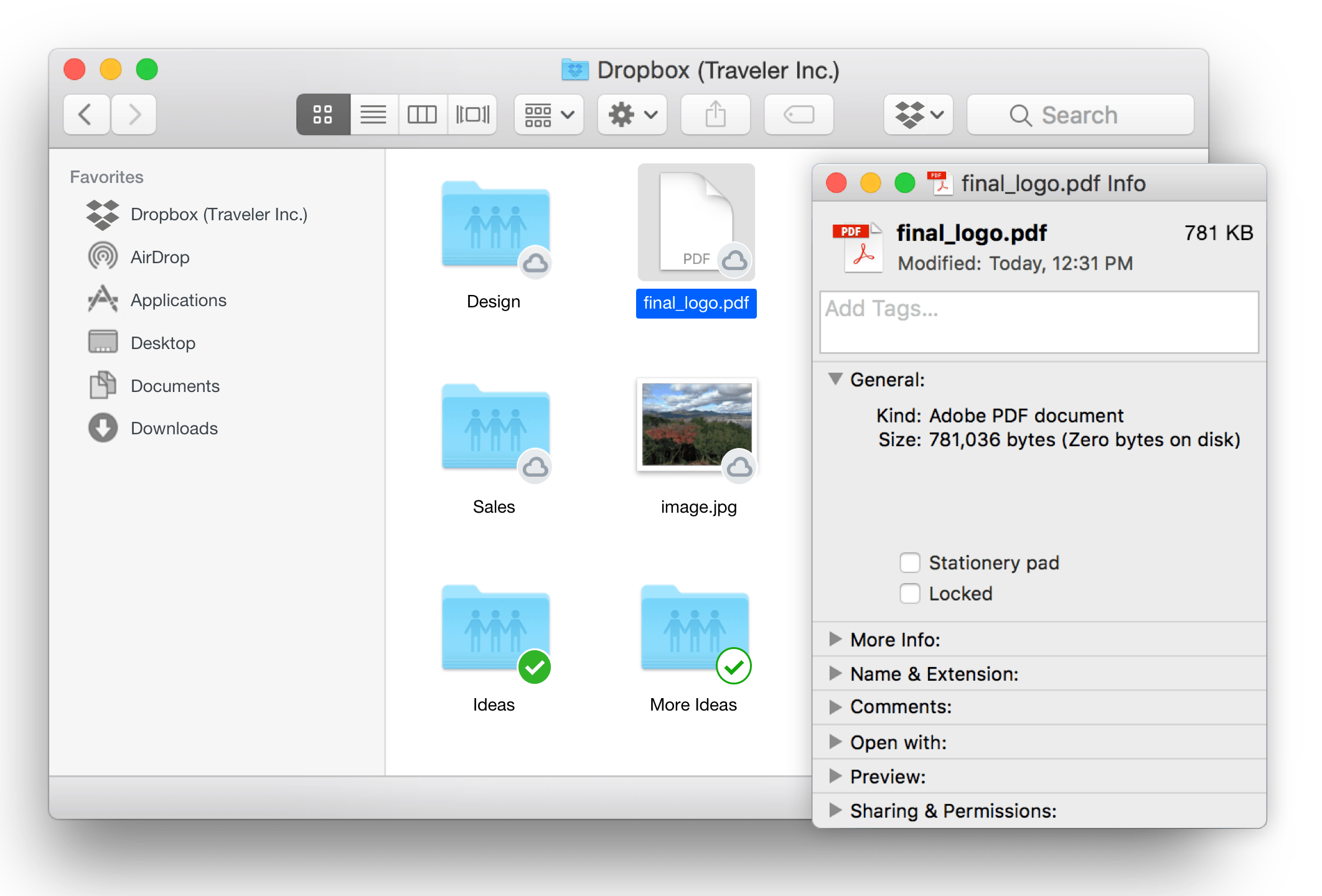 Dropbox integration with Mac desktop